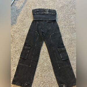 Black Denim Cargo set